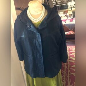 Eileen Fisher hooded linen jacket. Large. Covered buttons. Side pockets.